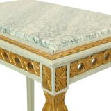 Console d'appoint ancienne en marbre vert doré d'époque Louis XVI