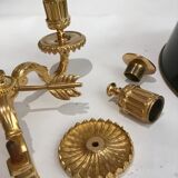 Lampe bouillotte ou flambeau couvert en bronze doré de la fin du XVIIIe siècle
