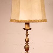 17th Century Bronze Candle Holder Mounted As A Lamp With Its Parchment Lamp