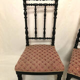Pair of Napoleon III low chairs, wood turned and blackened