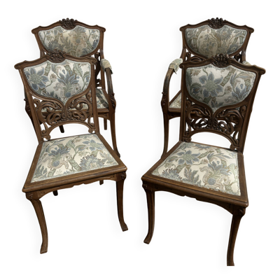 Paire de fauteuils et paire de chaises Art Nouveau