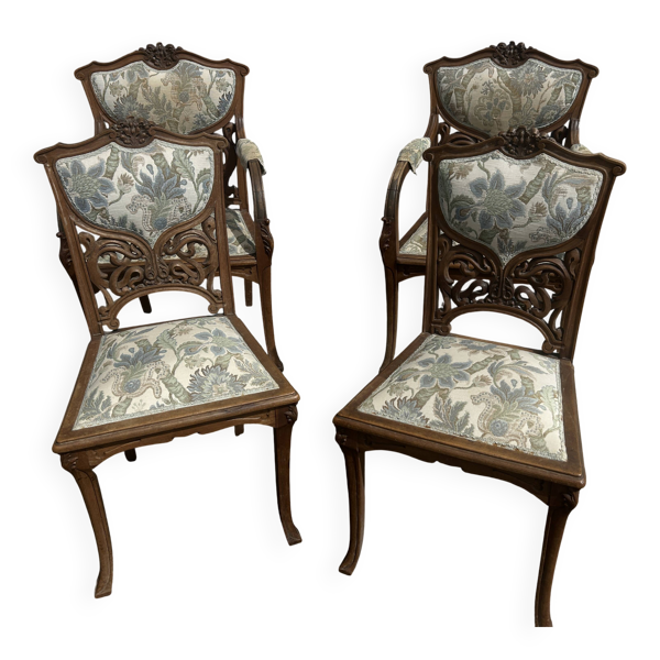 Paire de fauteuils et paire de chaises Art Nouveau