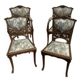 Pair of armchairs and pair of Art Nouveau chairs