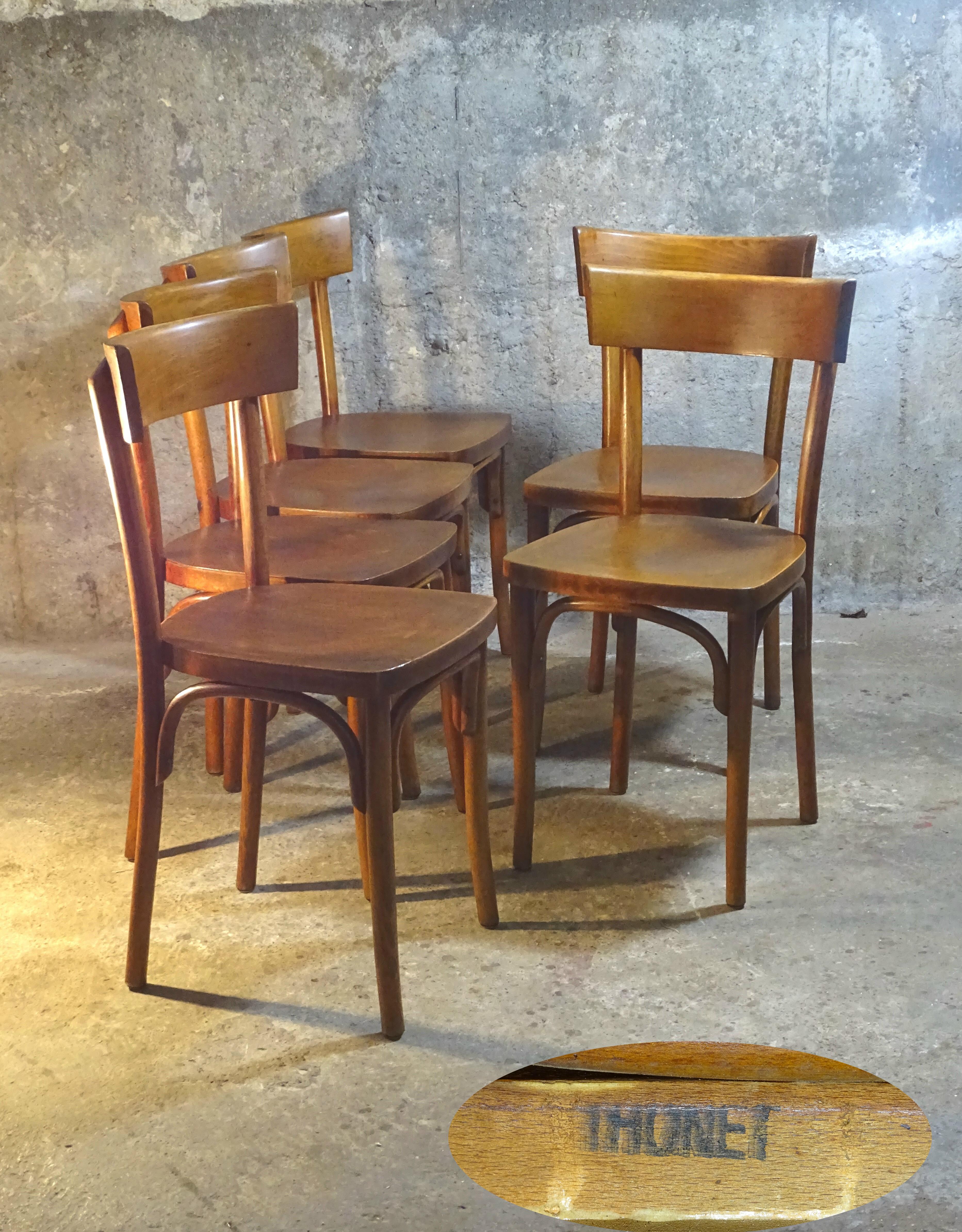 Série de 6 chaises Thonet 1960 bistrot