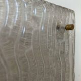 Pair of vintage sconces, molded frosted glass, Murano Italy 1970