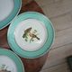 Lot 1 large oval dish and 3 bird plates Green background
