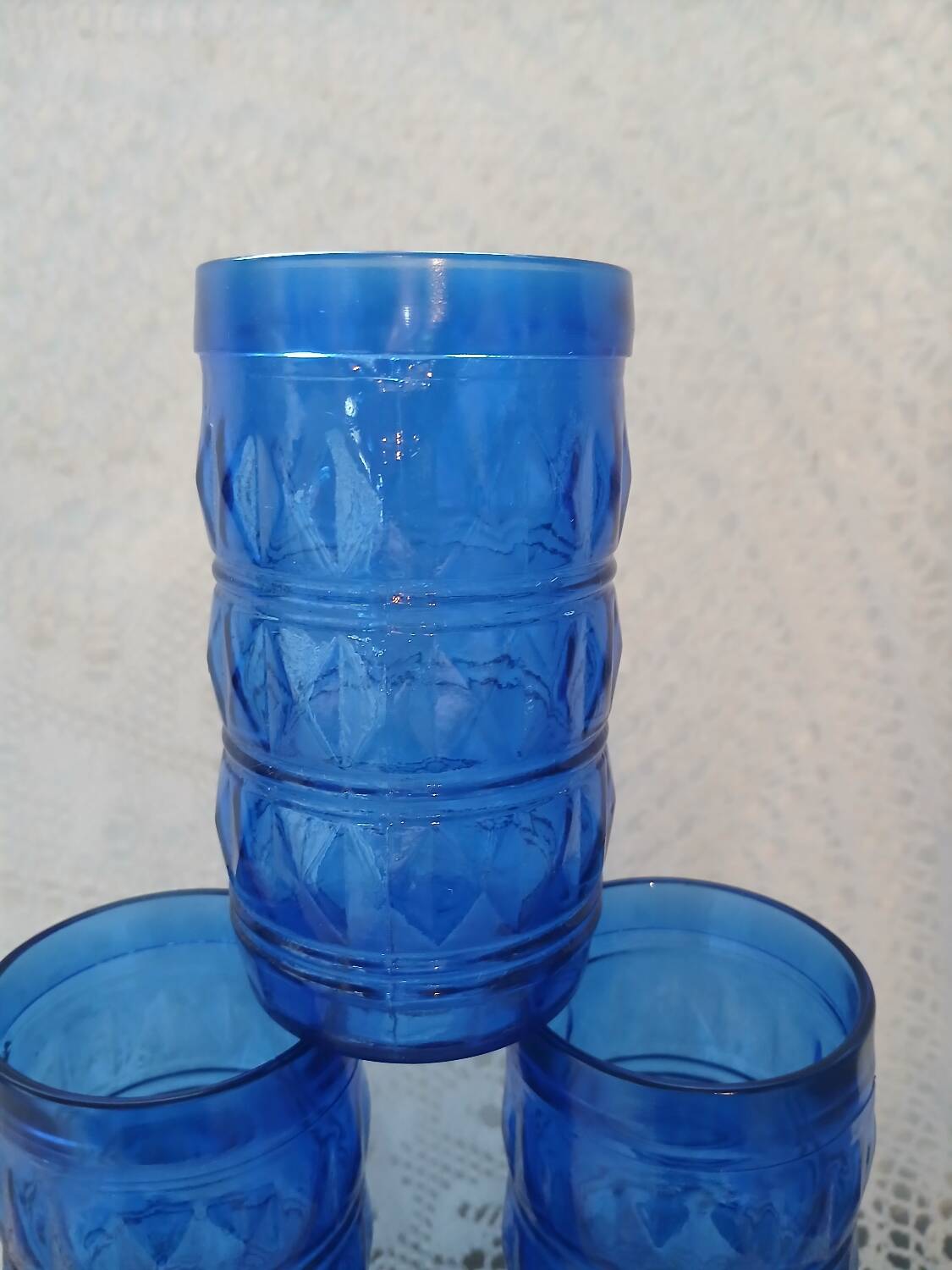 6 antique cobalt blue glasses