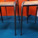 Lot of 6 school chairs wood metal 70s