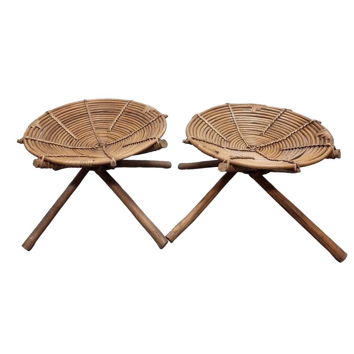 Vintage African Rattan Stools, 190s