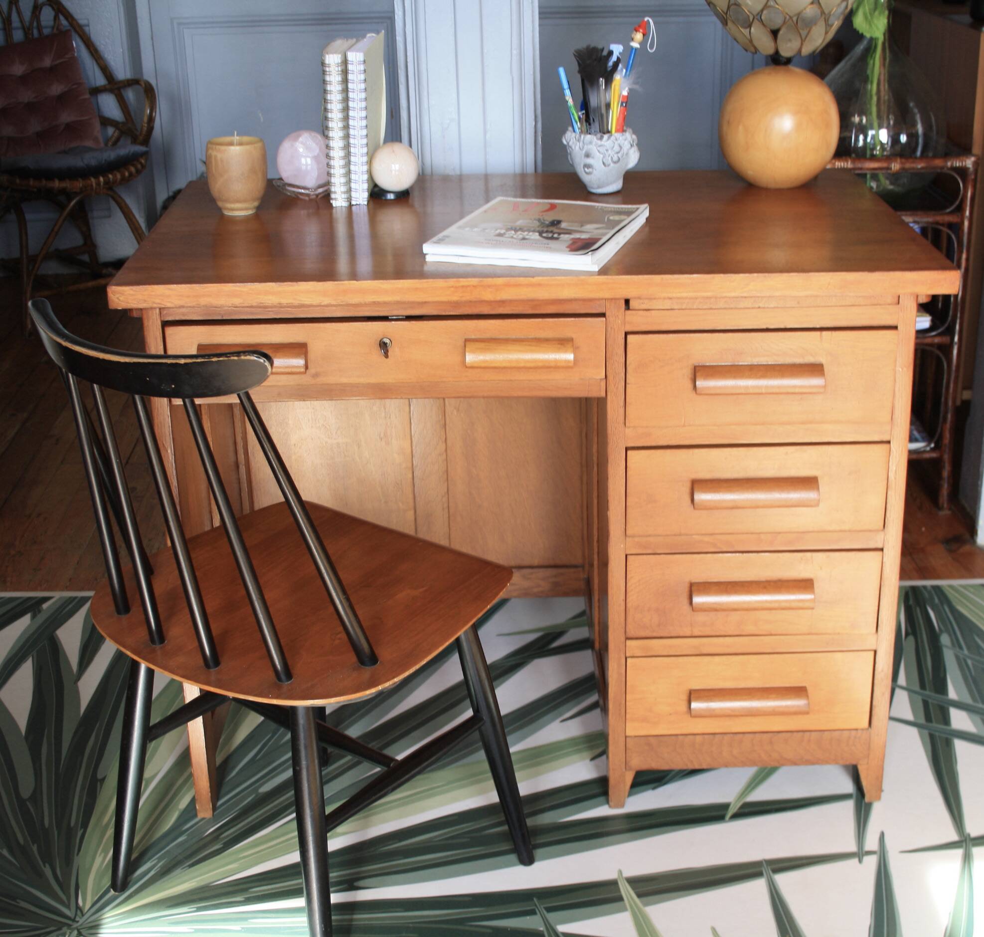 Solid wood school teacher desk