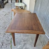 Antique rustic farmhouse table in solid oak with one drawer - 1m15