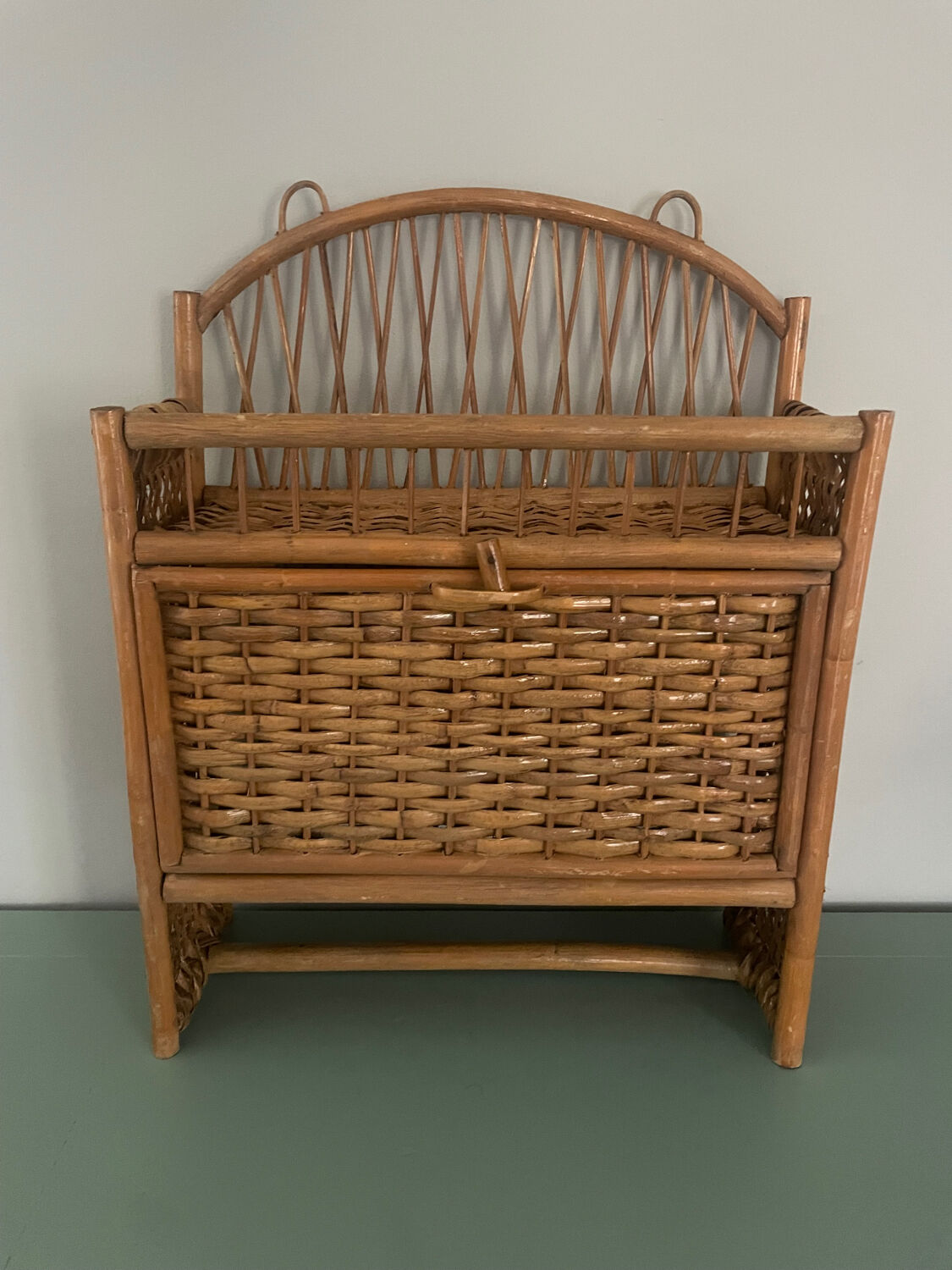 Vintage rattan wall shelf