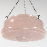 1930s Art Deco Pink Spatter Glass Plafonnier / Flycatcher Lamp Shade