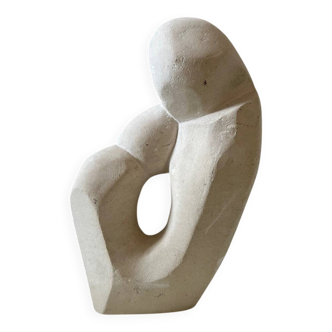 Vintage abstract plaster sculpture of a couple and child