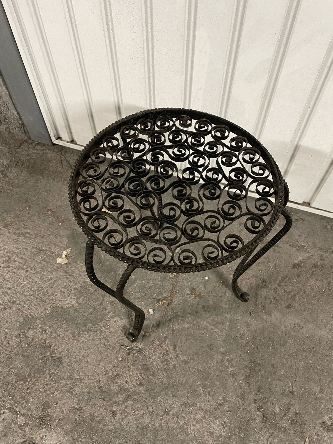 Small side table plant holder wrought iron
