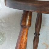 Vintage turned solid wood tripod stool