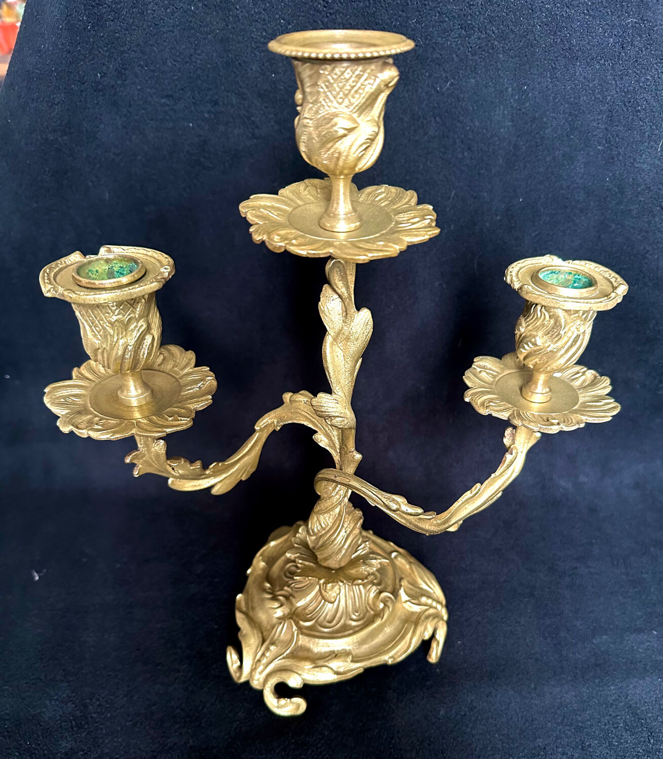 Pair of candlesticks, bronze candelabras, 19th century.