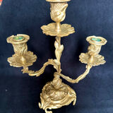 Pair of candlesticks, bronze candelabras, 19th century.