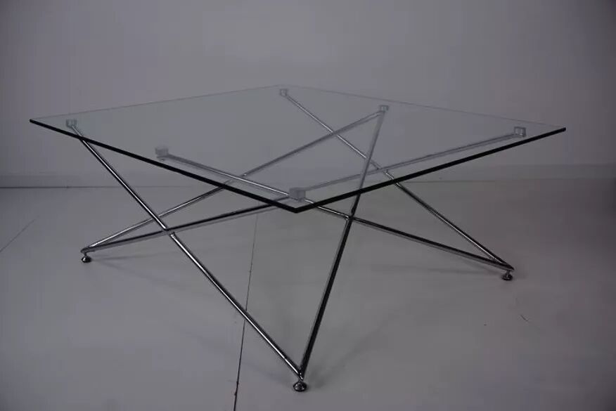 Table basse chrome et verre