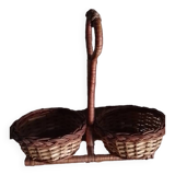 Petit panier double en osier Vintage