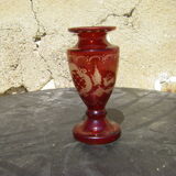 Vase with Hyacinth era Napoleon III , Bohemian Crystal , Garnet Red