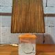 Vintage stone lamp with a cord lampshade from the 1970s.