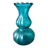Vintage turquoise blue glass vase