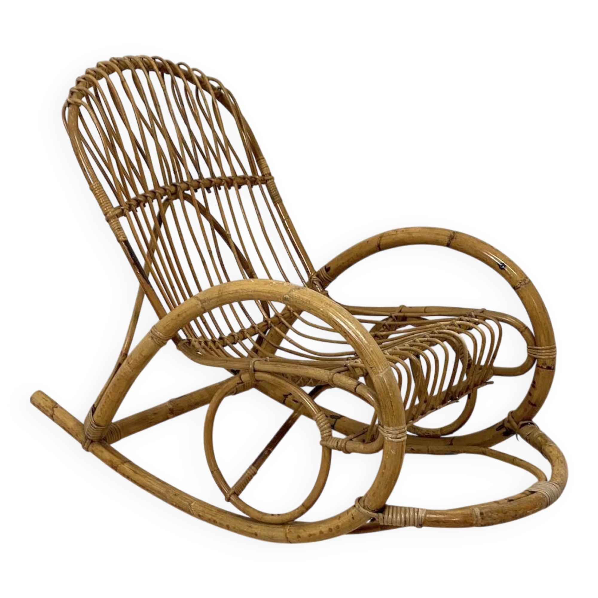 Vintage 1960s rattan rocking chair