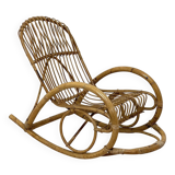 Vintage 1960s rattan rocking chair