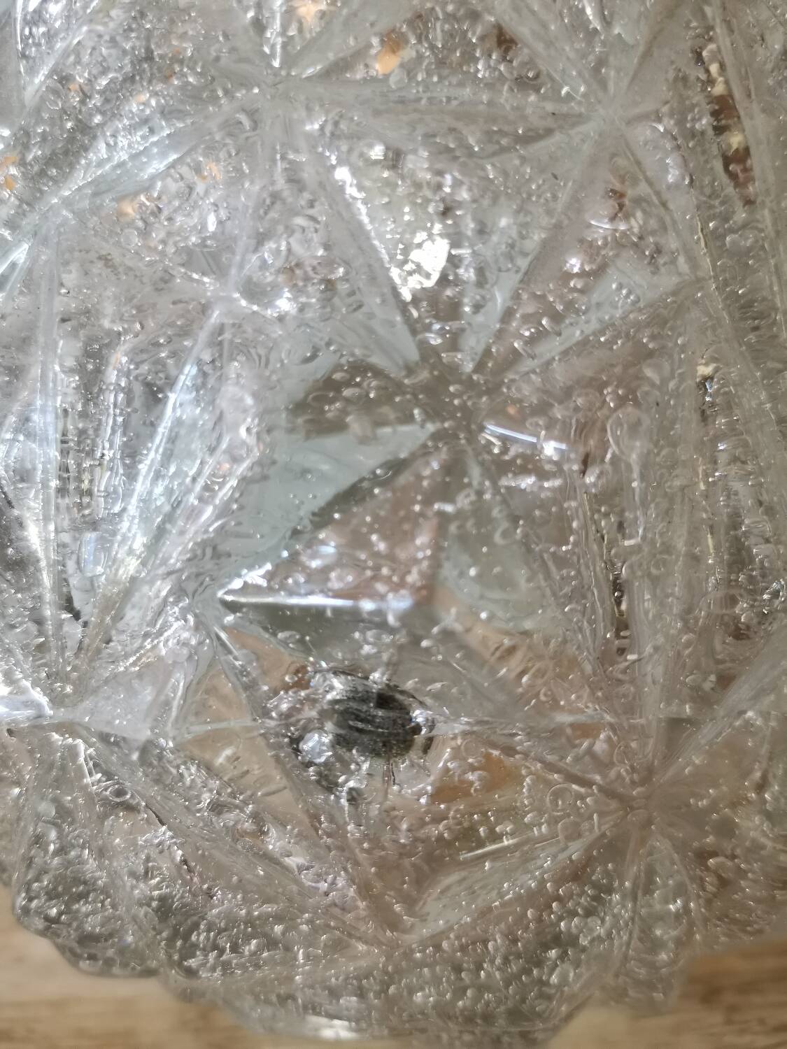 Vintage pressed molded glass lamp globe diamond faceted portable pendant light