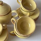 Ceramic cups, saucers and sugar bowl, Salernes, Var, 1960