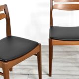 Set of 4 midcentury teak and leatherette chairs