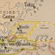 Old geography map school map Oceania political and physical co