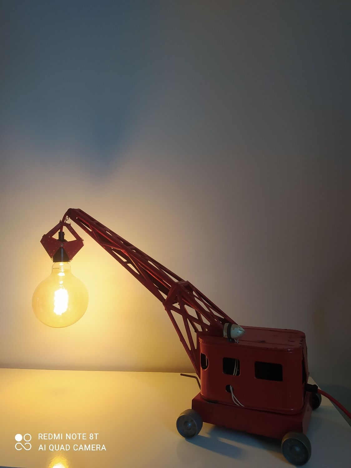 Vintage old metal toy lamp with bulbs