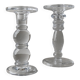 Two Clear Glass Candle Holders, 1990s Italy - Simple Timeless Ball Design, Retro Table Decor Gift