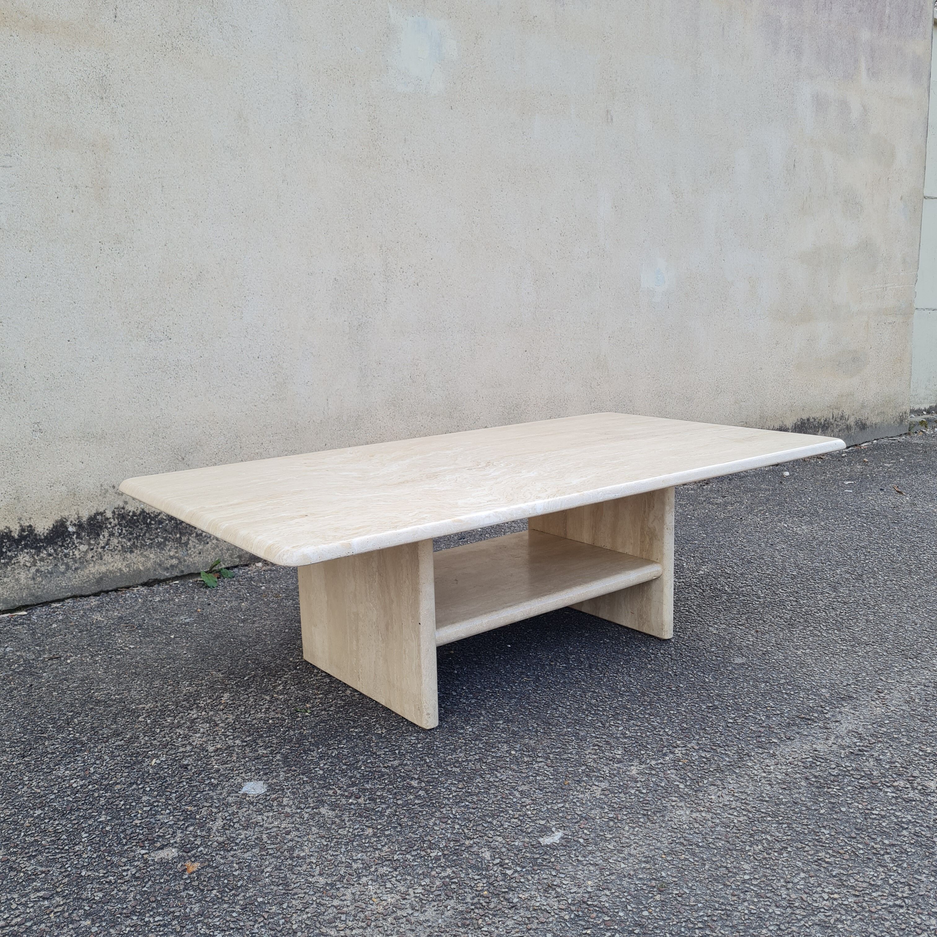 Travertine coffee table