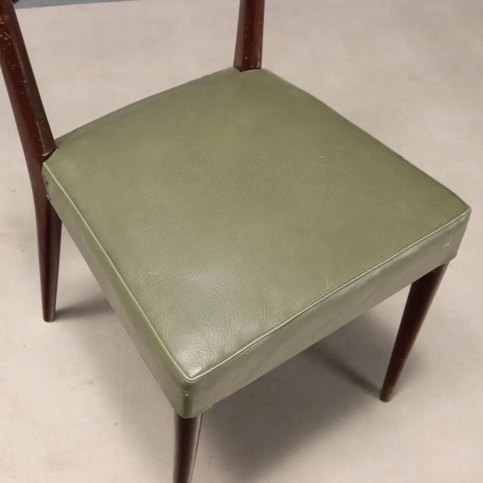 Vintage beech chairs, painted, faux leather, design, Italy, 1960s