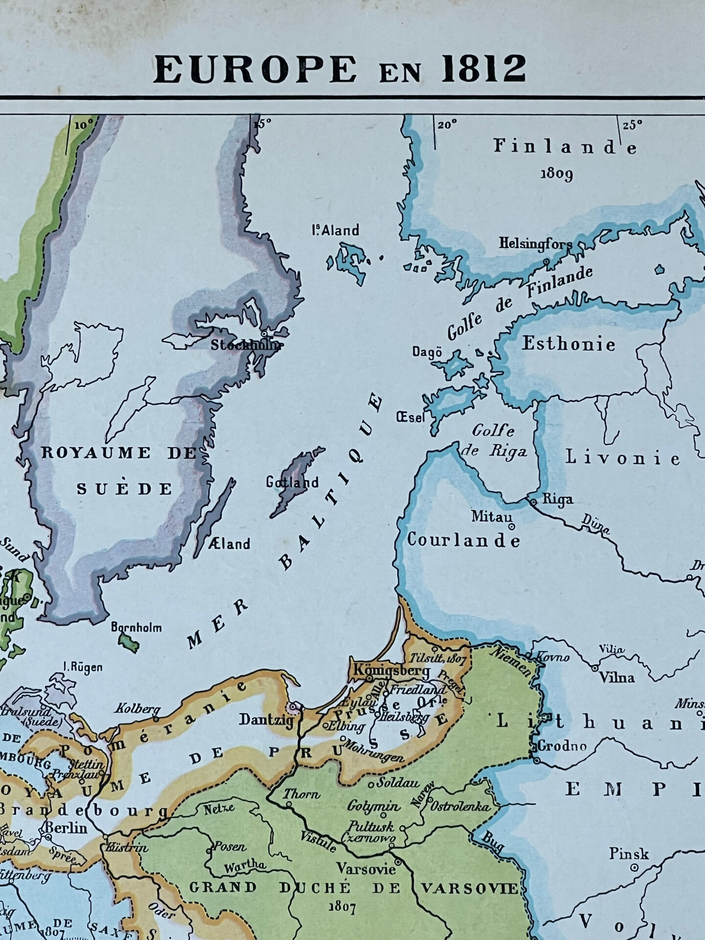Original map of Europe in 1812 37x27cm (1908)