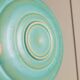 Large vintage studio ceramic bowl XL - organic shape - graduated turquoise green glaze - Denmark 1970s
