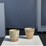 Set of 2 cups in Indonesian ceramic (brown & speckled glazed matte)