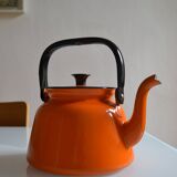 Vintage kettle orange enameled steel 1.5 liter
