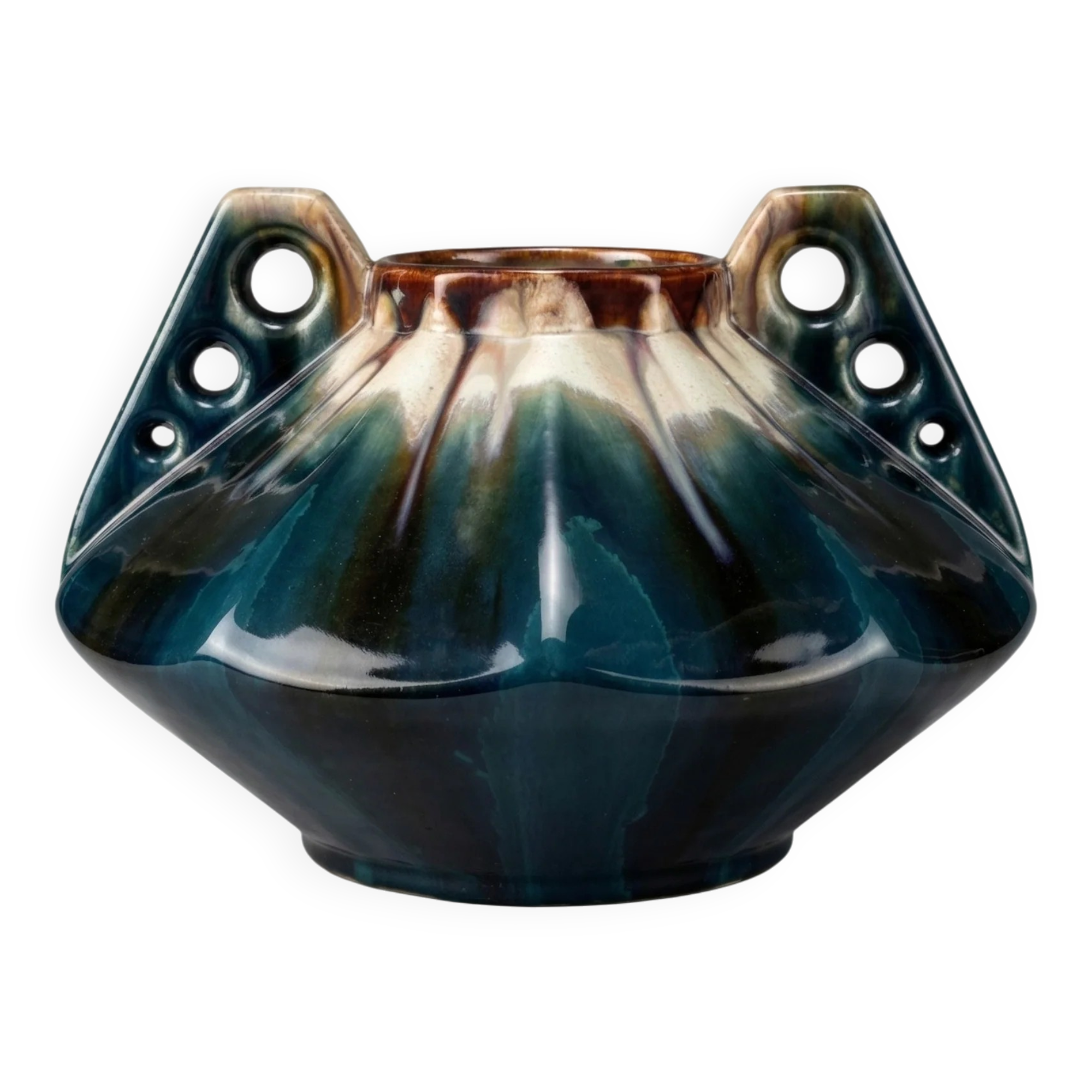 Art Deco vase in glazed ceramic attributed to Thulin, Belgium, 1930s.