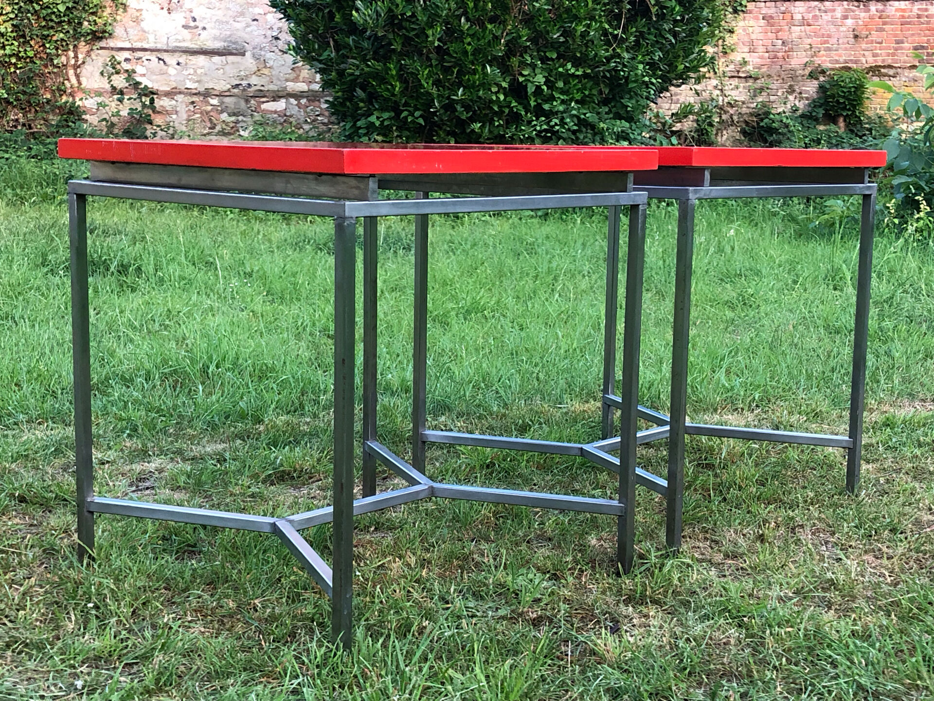Red square tables