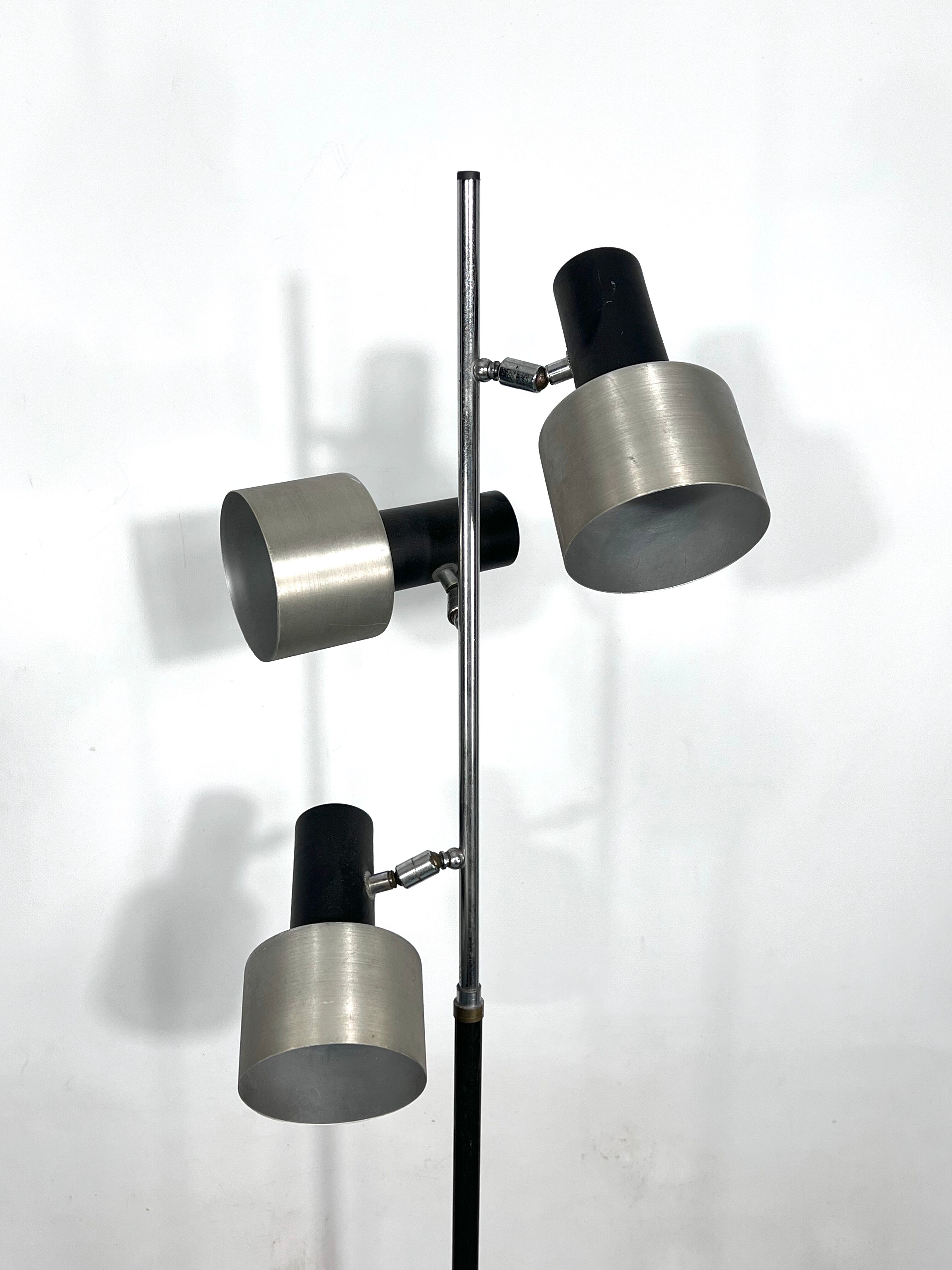 Marble and Metal three arms floor lamp Italy 1960s