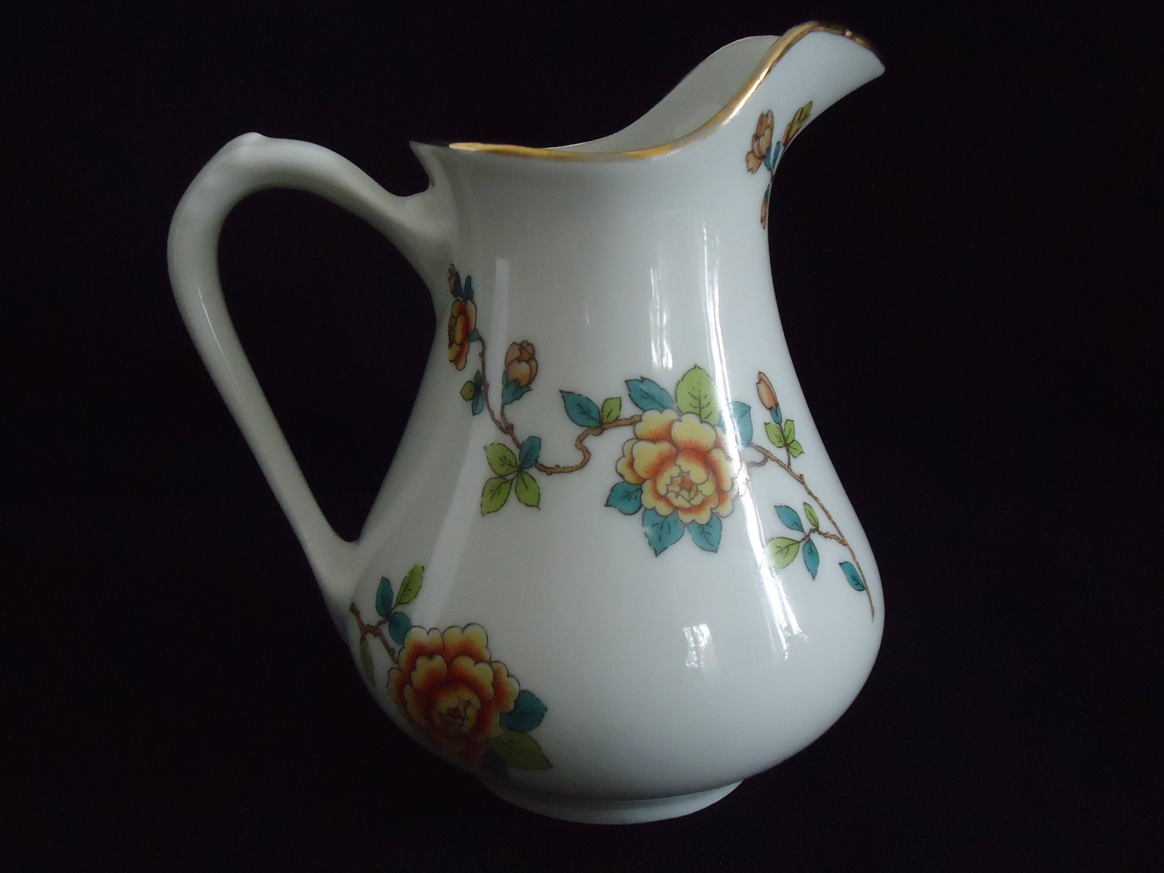 LIMOGES MILK JUG MICHELAUD FRERES Exotic Bird Motif "Indiana"
