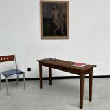 Small old console in solid oak, with spindle legs