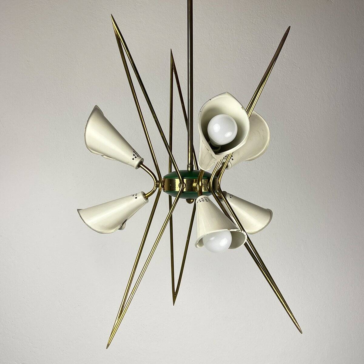 Metal chandelier mid-century modernist by Stilnovo, 1970s