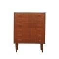 Danish teak chest of drawers with six drawers and sculptural handles, 1960s