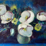 Painting "Bouquet of white flowers" HST signed Simone Mounier