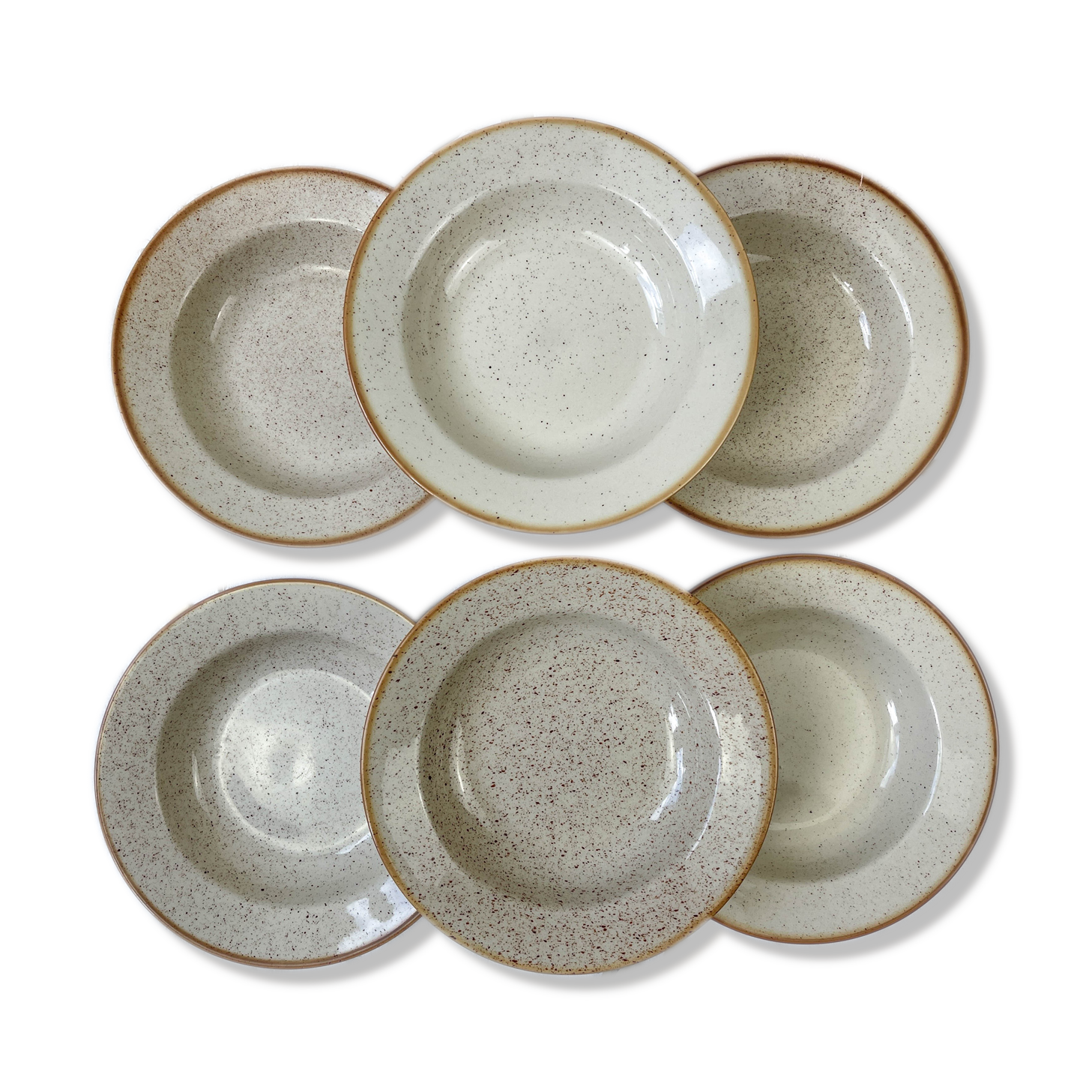 6 Tulowice speckled stoneware soup plates